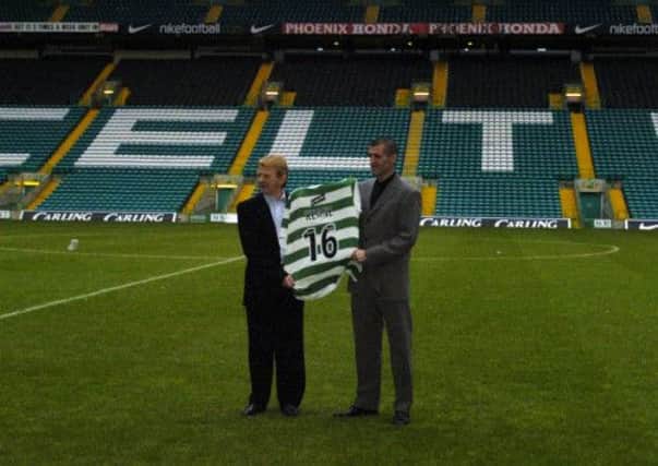 Roy Keane signs for Celtic to the delight of manager Gordon Strachan in 2005. Picture: Donald MacLeod