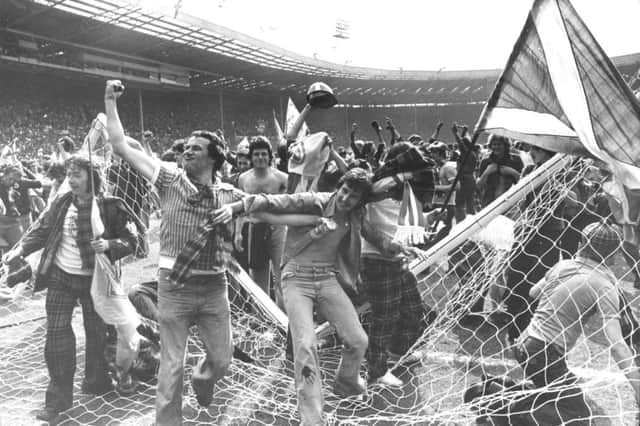 On this day in 1977, Scots fans caused £150,000 of damage to Wembley after celebrating their sides 2-1 victory over England. Picture: TSPL