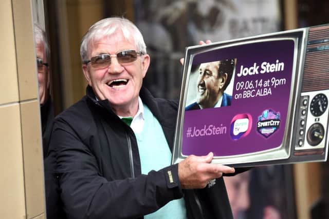 Bertie Auld promotes a forthcoming documentary on iconic former Celtic manager Jock Stein in Glasgow yesterday. Picture: SNS