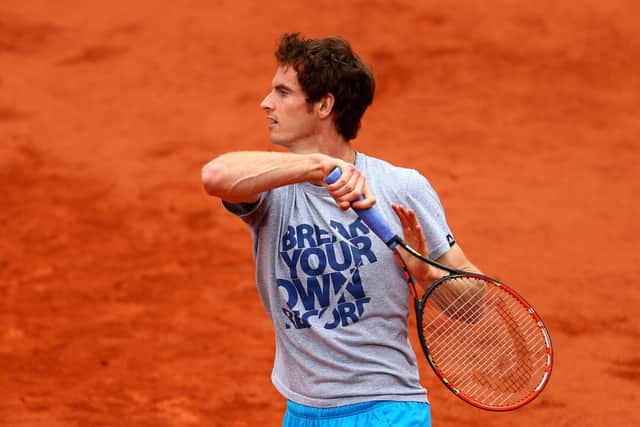 Andy Murray trains during a practice session on day ten of the French Open. Picture: Getty