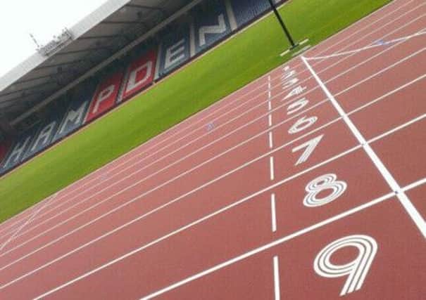 The new athletics track at Hampden. Picture: Martyn McLaughlin