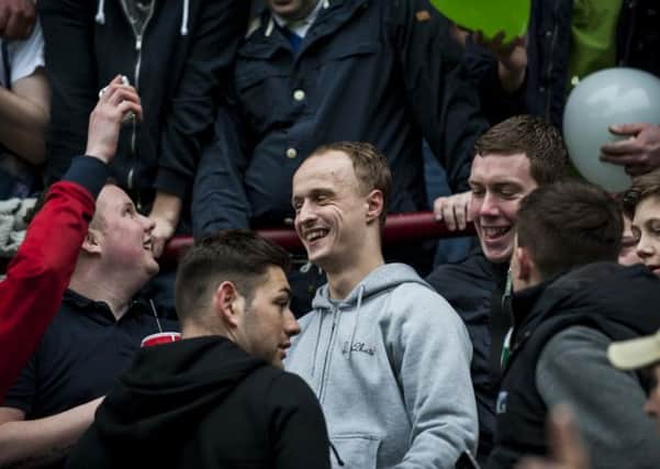 Leigh Griffiths in the crowd at a recent Heart v Hibs derby at Tynecastle. Picture: TSPL