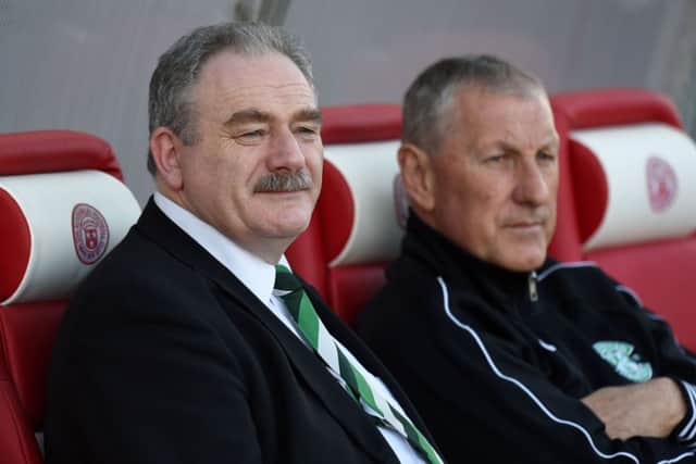 Hibs fan groups will go ahead with the 'Petrie Out' rally outside Easter Road. Picture: SNS