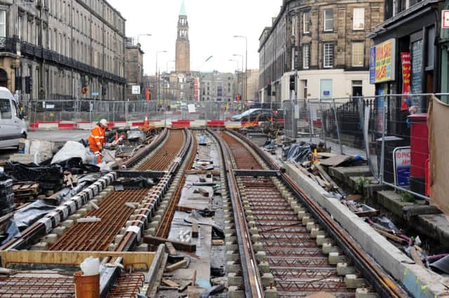 Edinburgh tram works at Haymarket in March 2013. Picture: TSPL