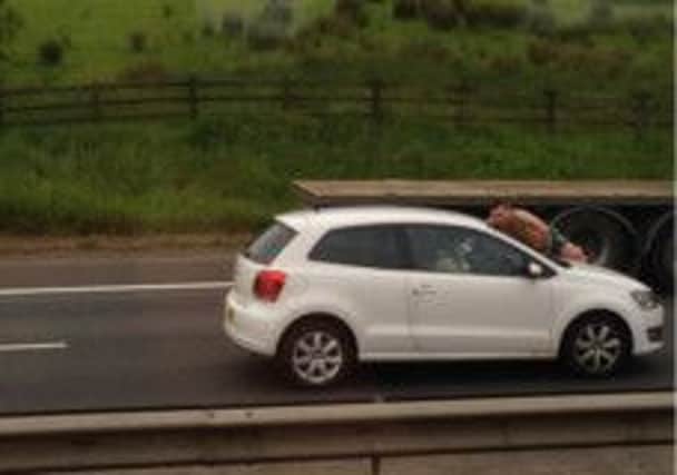 Police detained a man running down the M8 dressed only in his underwear. Picture: TSPL