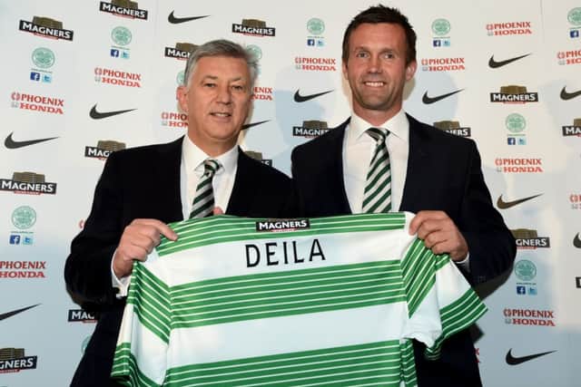 Celtic chief executive Peter Lawwell unveils Ronny Deila as the new Celtic manager. Picture: SNS