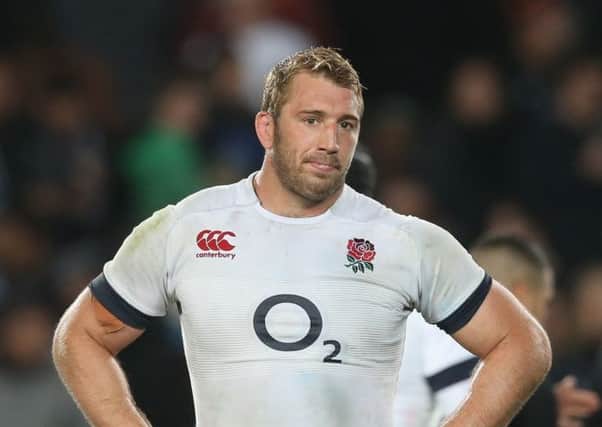 Skipper Chris Robshaw cuts a dejected figure after the close-run defeat to the All Blacks. Picture: Getty