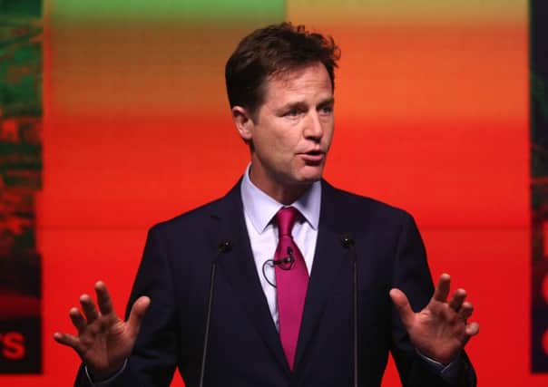 Speaking in London yesterday, Nick Clegg distanced himself from his coalition partners. Picture: Getty
