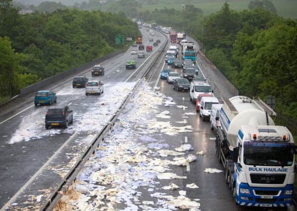 Paper and polystyrene strewn all over the westbound bypass. Picture: Paul Jordan