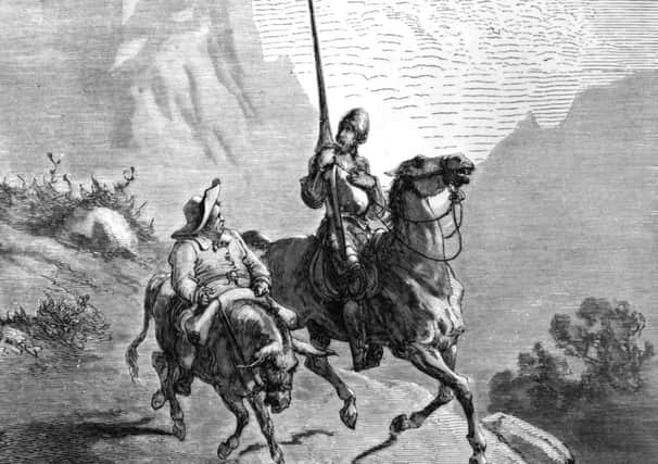Don Quixote and Sancho Panza riding their mounts in a scene from Cervantes' classic novel, Don Quixote. Picture: Hulton Archive/Getty
