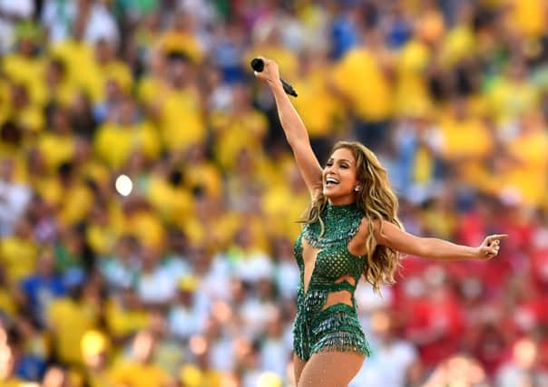 Jennifer Lopez was the highlight of the performance characterised by exuberant designs and dancers. Picture: Getty