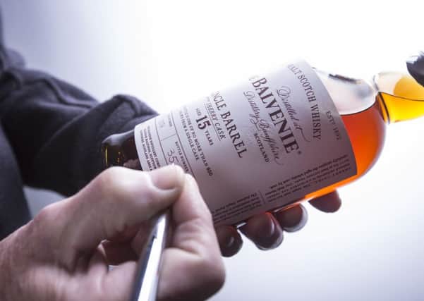 The Balvenie 15 year single cask being individually numbered. Picture: Balvenie