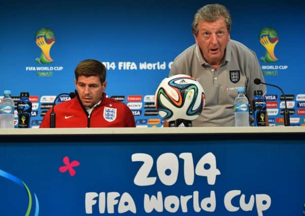 England manager Roy Hodgson and captain Steven Gerrard meet the media yesterday. Picture: Getty