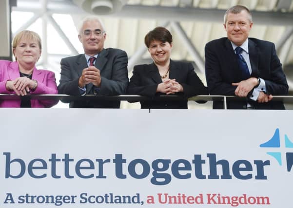 Johann Lamont, Ruth Davidson and Willie Rennie with the Better Together campaign. Picture: Neil Hanna