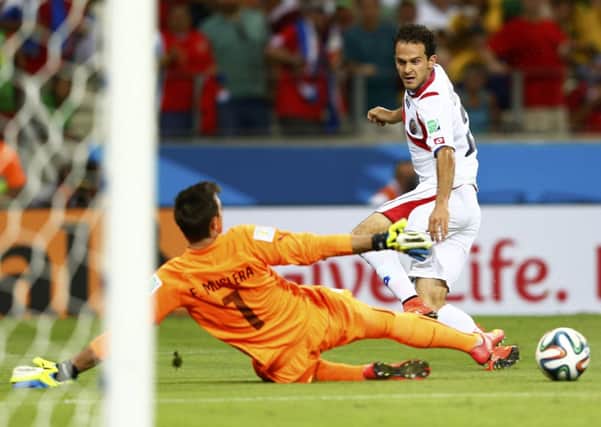 Costa Rica's Marco Urena scores the decisive 3rd goal. Picture: Reuters