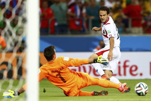 Costa Rica's Marco Urena scores the decisive 3rd goal. Picture: Reuters