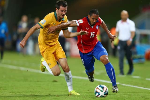 Ryan McGowan, left, was a substitute against Chile. Picture: Getty