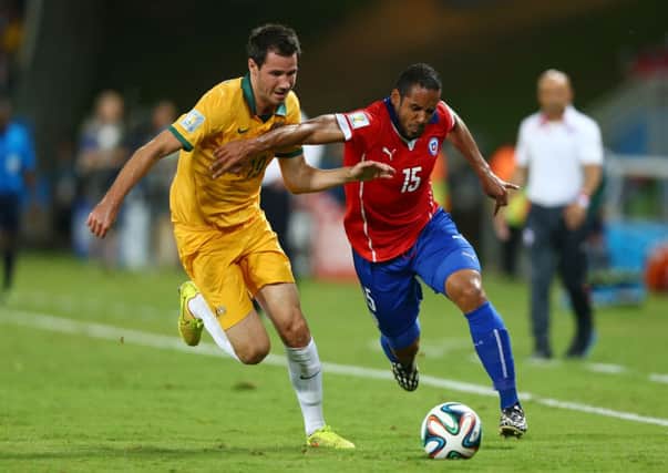 Ryan McGowan, left, was a substitute against Chile. Picture: Getty