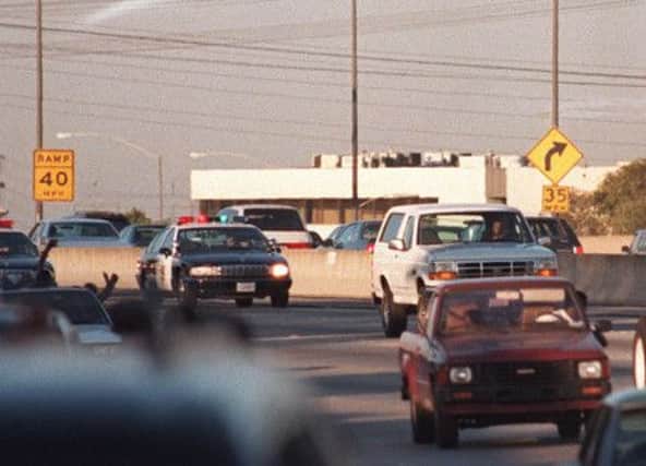 On this day in 1994 OJ Simpson, accused of killing his ex-wife and her boyfriend, surrendered to police after a car chase. Picture: Getty