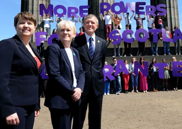 Johann Lamont, Ruth Davidson and Willie Rennie have guaranteed more powers for the Scottish Parliament after a No vote. Picture: Lisa Ferguson