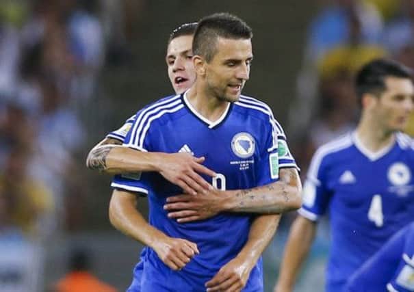 Vedad Ibisevic: Hid in a foxhole. Picture: AP