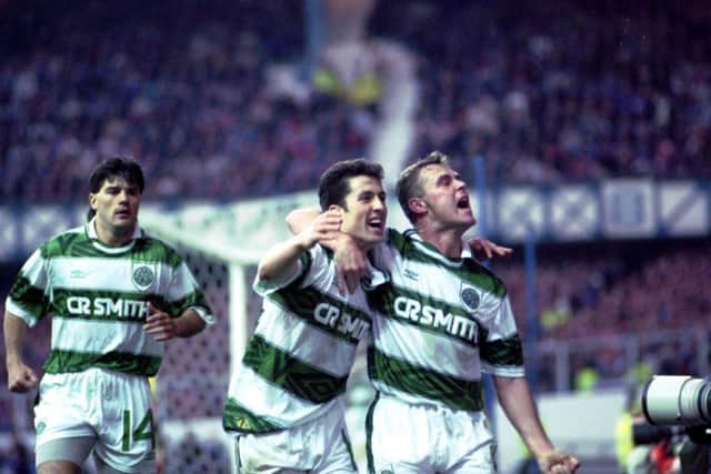 Celtic's John Collins pictured against Rangers in 1993. Picture: TSPL