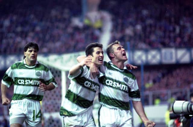 Celtic's John Collins pictured against Rangers in 1993. Picture: TSPL