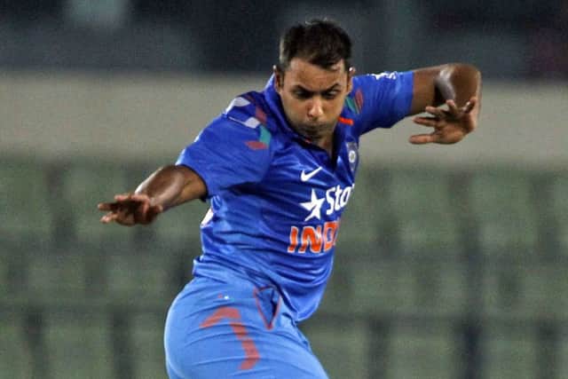 Indian bowler Stuart Binny yesterday shredded the Bangladesh batting, taking six wickets for four runs in 4.4 overs. Picture: AP