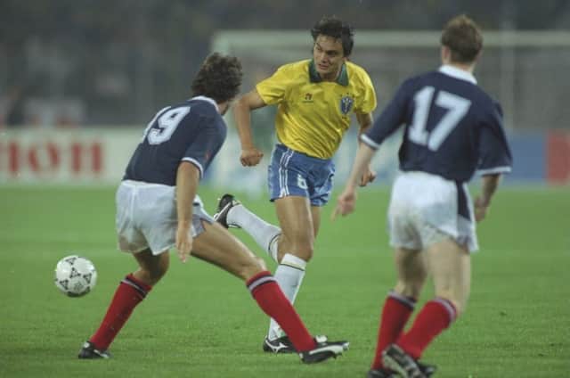 On this day in 1990 Scotland bowed out of the World Cup after being beaten 1-0 by Brazil in Italy. Picture: Getty