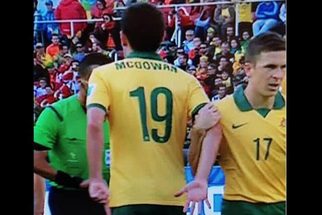 Ryan McGowan appears to flash the symbol used by Jambos to taunt Hibs fans about the Scottish Cup defeat. Picture: Contributed
