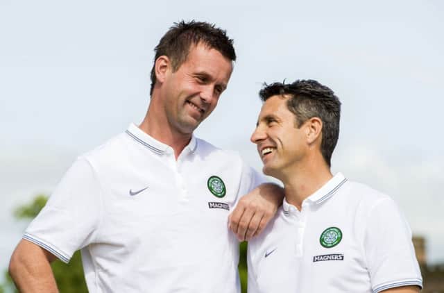 Celtic manager Ronny Deila (left) with his new assistant John Collins. Picture: SNS
