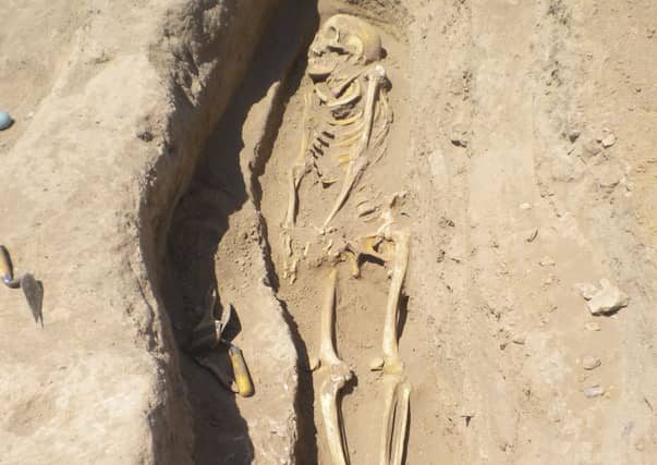 Archaeologists discovered a parasite egg near the pelvis of a child skeleton. Picture: AP