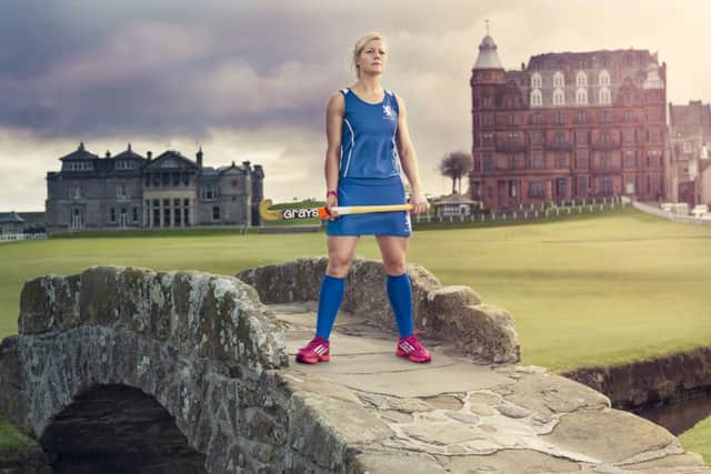 Catriona Ralph on the Swilken Bridge at the Old Course in St Andrews. Picture: Alistair Devine