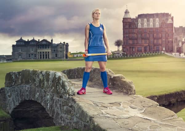 Catriona Ralph on the Swilken Bridge at the Old Course in St Andrews. Picture: Alistair Devine