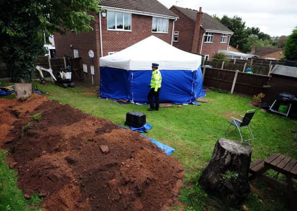 The scene in Mansfield where Susan Edwards parents bodies were exhumed.  Pictures: PA