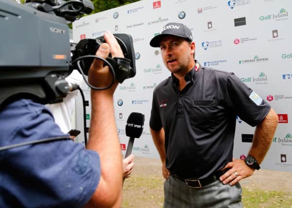 Graeme McDowell speaks to the media after moving into join second place at Fota Island. Picture: Getty