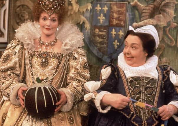 Patsy Byrne as Nursie, right, with Miranda Richardson as Queen Elizabeth I in Blackadder II