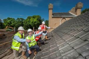 The Kingsbarns Distillery team celebrated the topping out of their refurbished building with a wee dram
