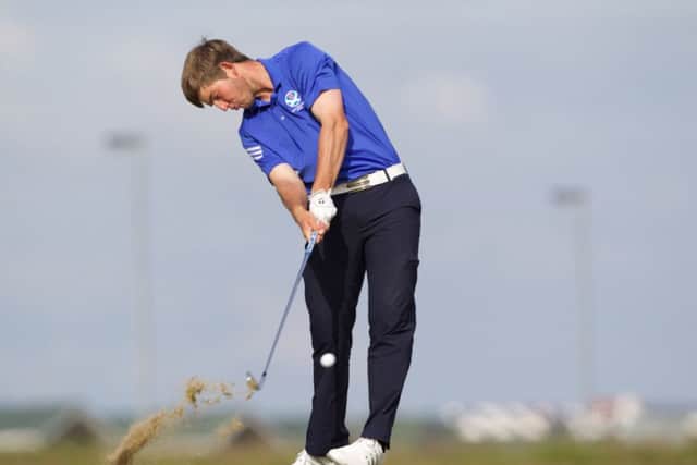 Bradley Neil strikes an iron at Royal Portrush on his way to the Amateur Championship title. Picture: Getty