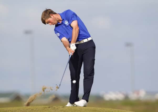 Bradley Neil strikes an iron at Royal Portrush on his way to the Amateur Championship title. Picture: Getty