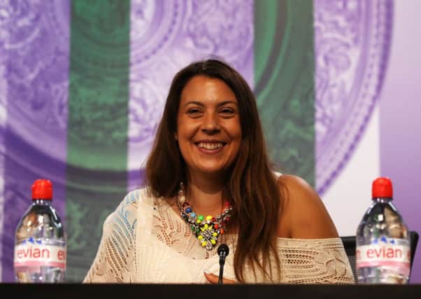 Marion Bartoli, the 2013 Ladies singles champion, talks to the media ahead of this year's championships. Picture: Getty