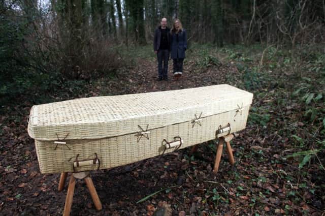 Environmentally friendly coffins like this wicker one are becoming popular but families can struggle to meet the bills. Picture: Getty