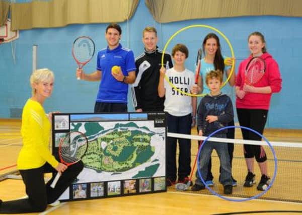 Judy Murray shows off plans for the Park of Keir site with schoolchildren. Picture: Park of Keir