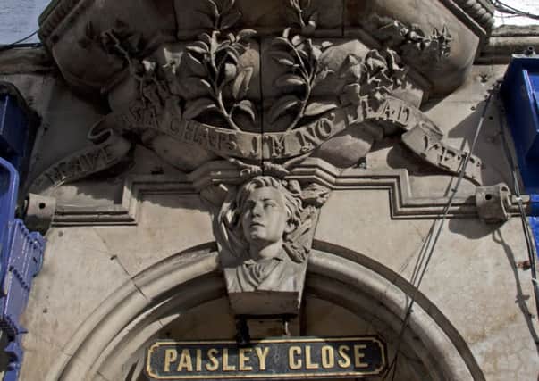 A lintel on Paisley Close is inscribed with Joseph McIvor's spirited cry