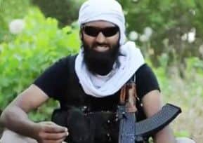 A still from a 13-minute Isis recruitment video in which Abdul Raqib Amin, pictured, tells westerners to join jihad. Picture: Sky News