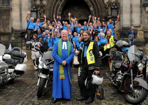Rev Armitage and Fr Meixner conducted the service for the bikers. Picture: Julie Bull
