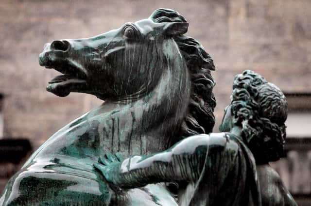 The bronze of Alexander taming warhorse Bucephalus, allegedly given a pigs ear by sculptor Sir John Steell. Picture: Hemedia