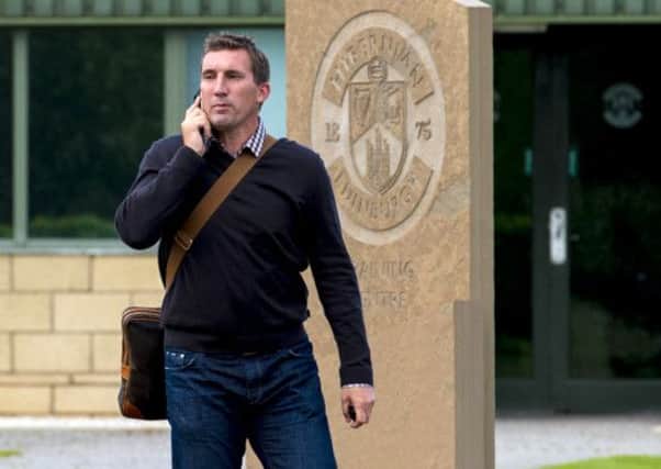 New Hibernian manager Alan Stubbs leaves the Hibernian Training Centre. Picture: SNS