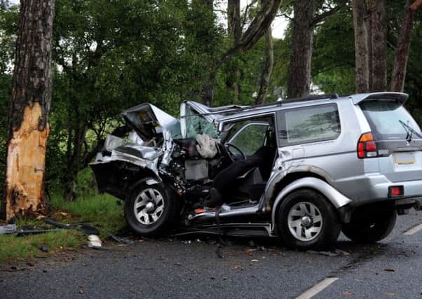The wreckage of the vehicle that crashed into a tree on the A920. Picture: Hemedia