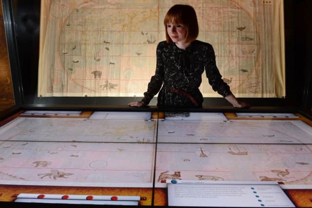 Anne McMeekin at the interactive map of the Myriad Countries of the World. Picture: Neil Hanna